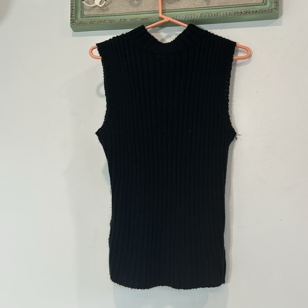 Vintage ESCIO women’s size large two piece acrylic sweater set black crochet - Picture 10 of 10